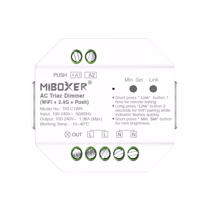 MiBoxer TRI-C1WR AC Triac Dimmer (WiFi+2.4G+Push)